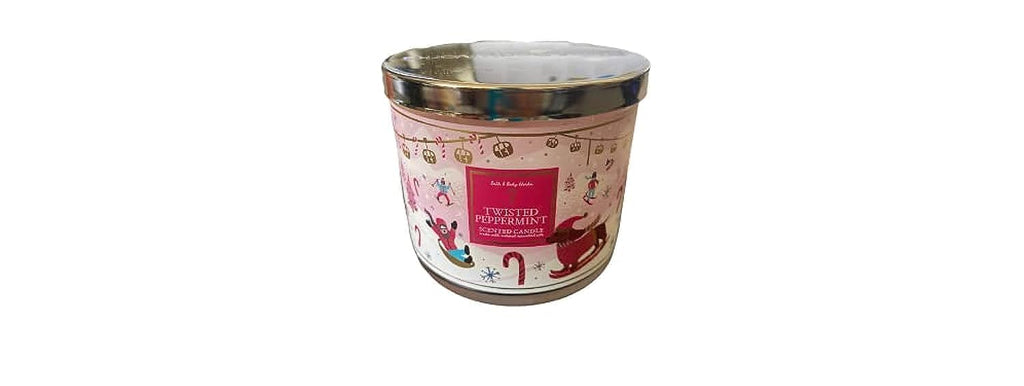 Bath & Body Works White Barn Twisted Peppermint 3-Wick Candle 14.5 oz with Essential Oils - 2021 Christmas & Winter Scents