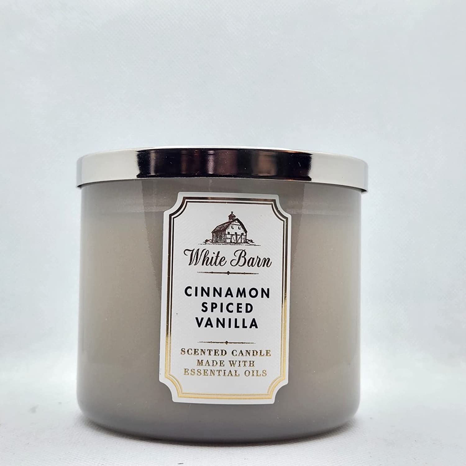 Bath & Body Works Cinnamon Spiced Vanilla 3-Wick Candle, White Barn, 14.5 oz