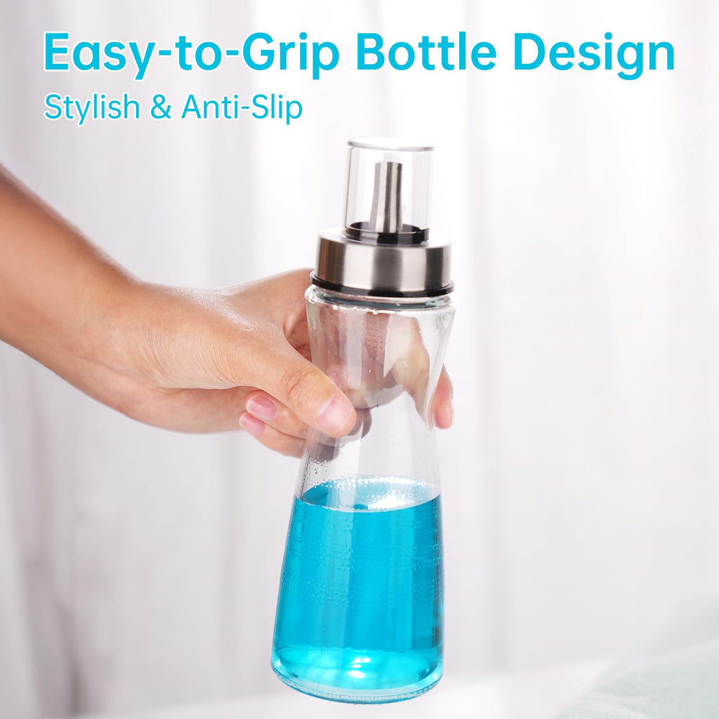 NiHome 2-Pack 10oz Leakproof Glass Mouthwash Dispensers – Easy Pour, Built-in Cup & Dust Cover