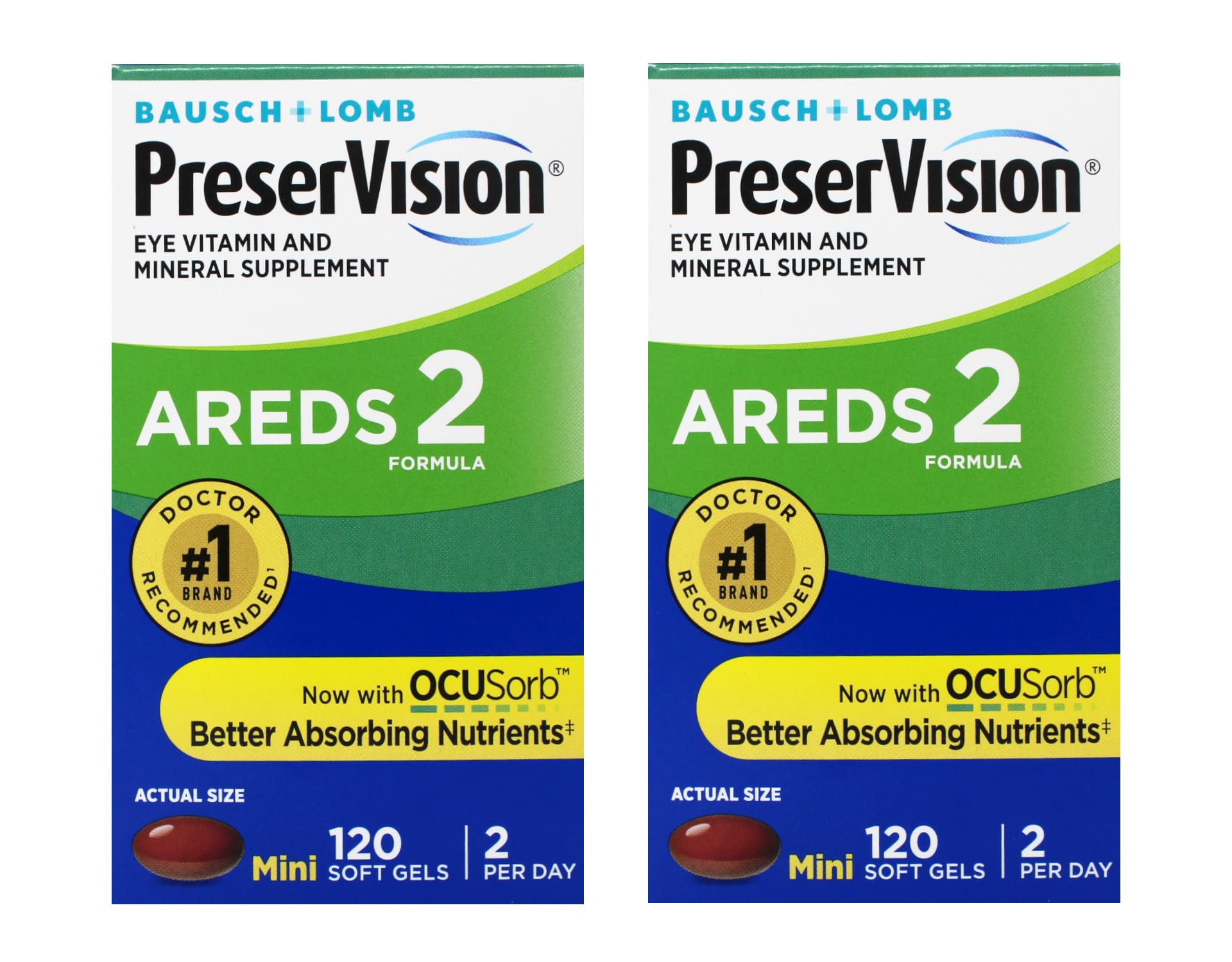 Bausch + Lomb PreserVision AREDS 2 - Lutein & Zeaxanthin, 120 MiniGels (Pack of 2)