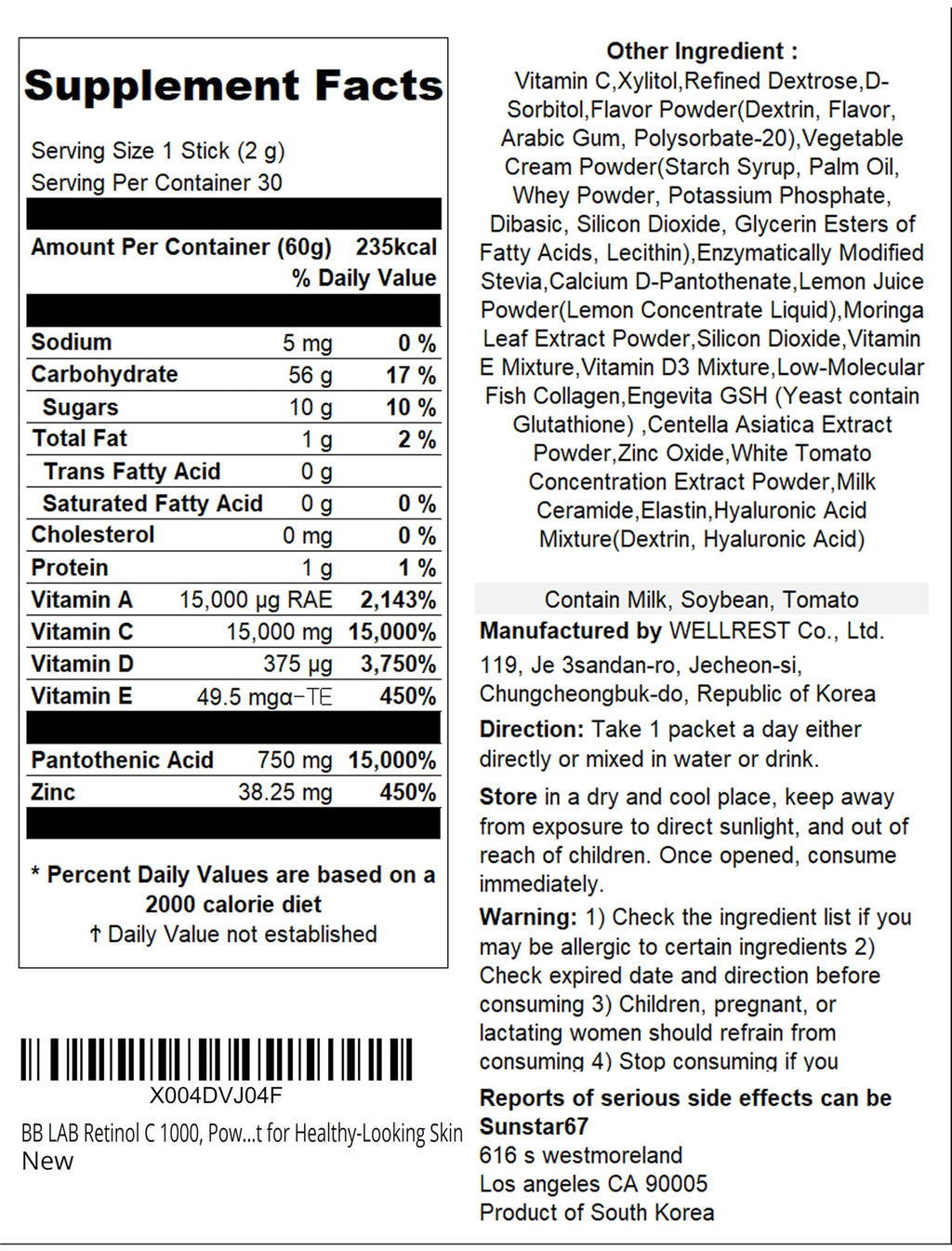 BB LAB Retinol C 1000 Powder Blend – Radiant Skin with Vitamin C, E, B5 & Zinc