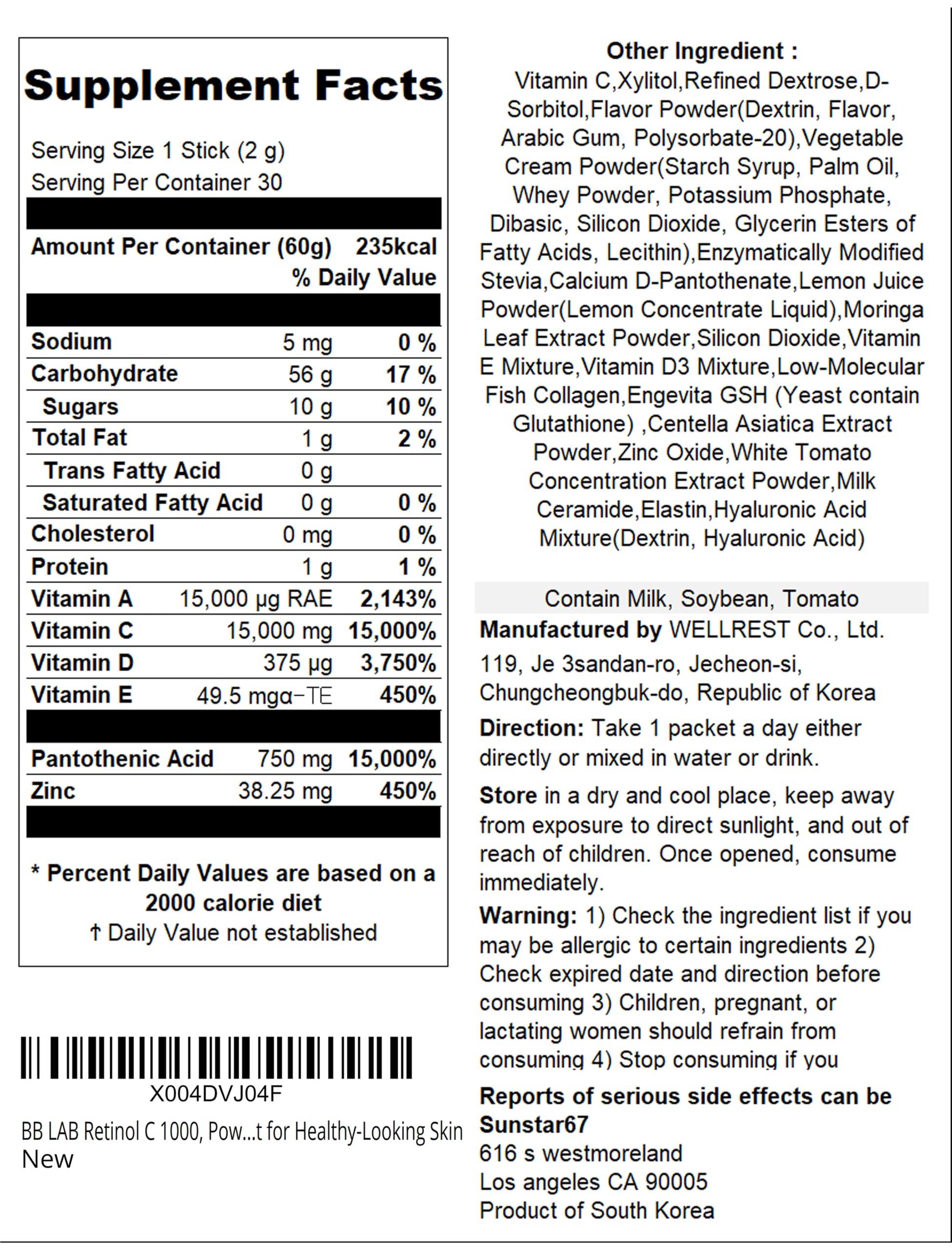 BB LAB Retinol C 1000 Powder Blend – Radiant Skin with Vitamin C, E, B5 & Zinc