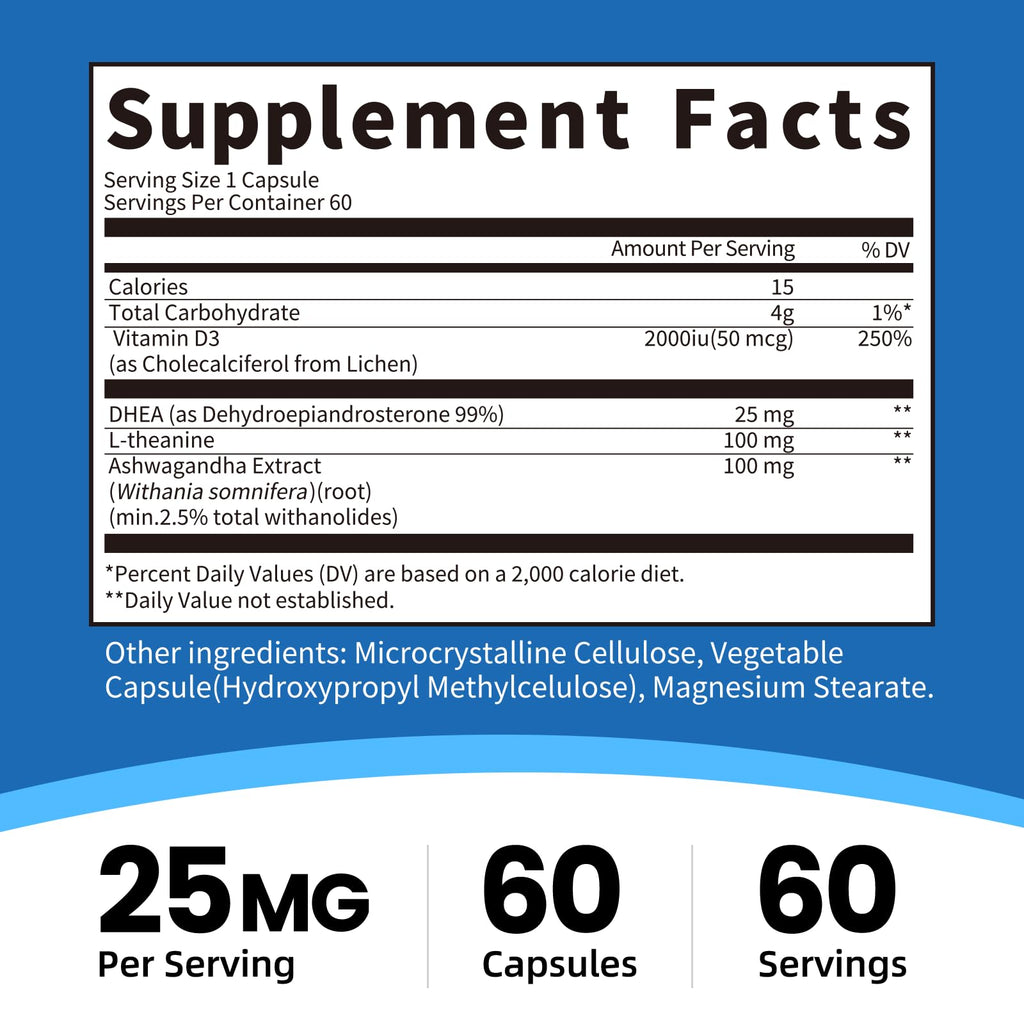BBEEAAUU DHEA 25mg for Women 40+ and Men – Hormone Balance, Capsule-in-Capsule