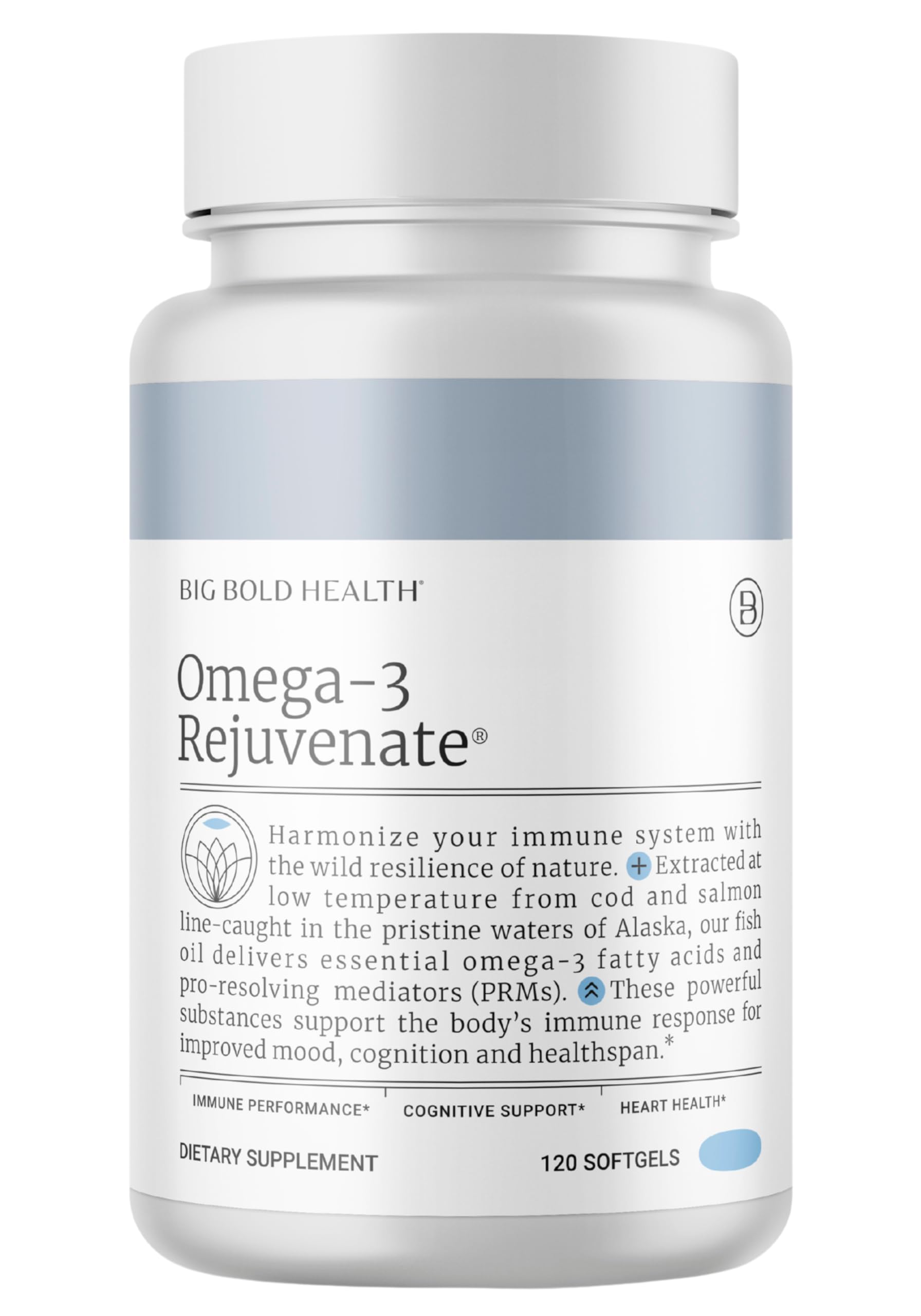 BIG BOLD HEALTH Omega-3 Rejuvenate – Wild Alaskan Fish Oil with PRMs (EPA, DHA, DPA) & Vitamins A & D (120 Softgels)