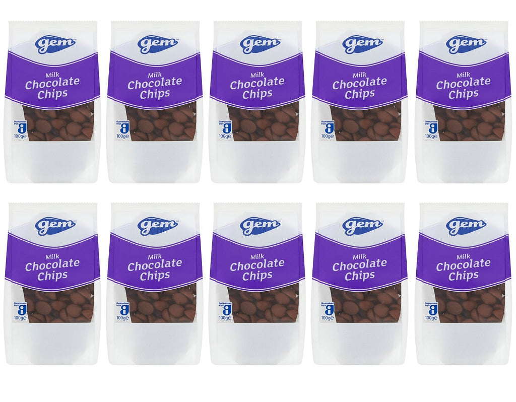 10 x Gem Milk Chocolate Chips 100G
