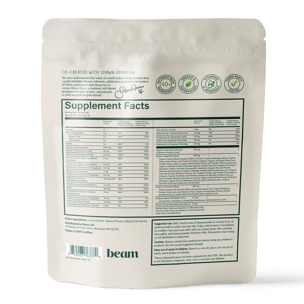 Beam Kids All in One Superfood Powder — Probiotics, Vitamins & Organic Greens