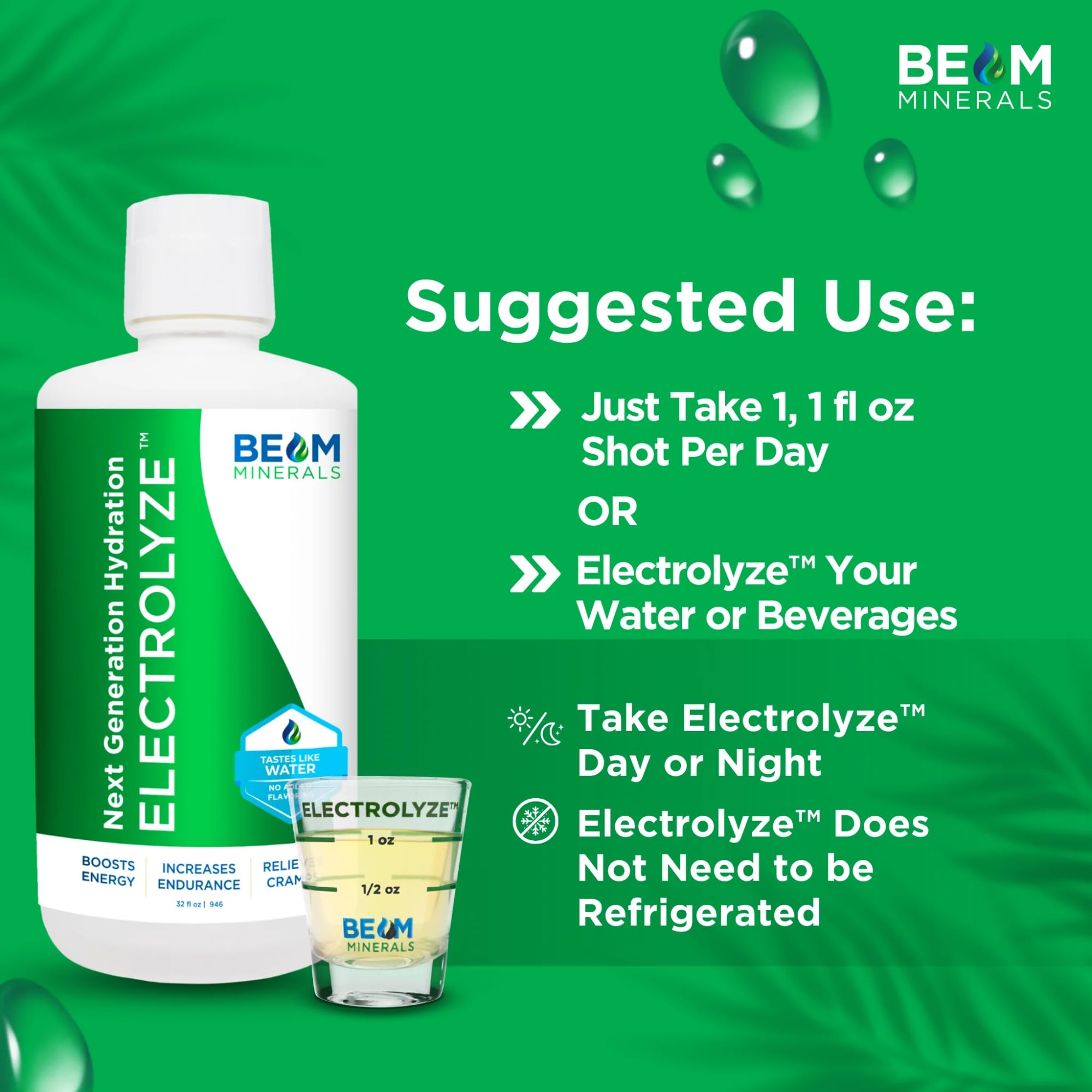 BEAM Minerals Electrolyze | Liquid Electrolyte Replenishment | All The Electrolytes, Without All The Salt | 32 fl Oz