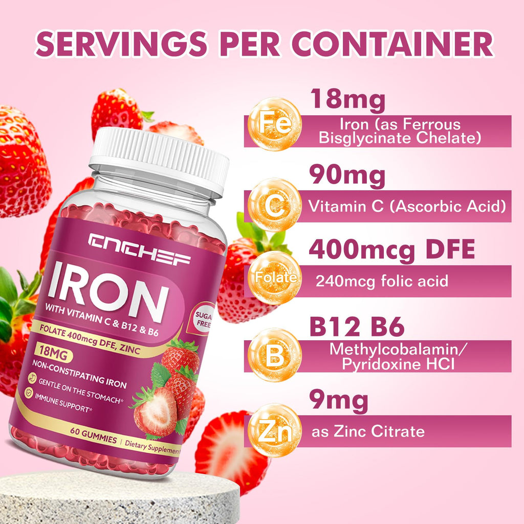 2-Pack Iron Gummies with Multivitamin – Iron Support for Adults & Kids