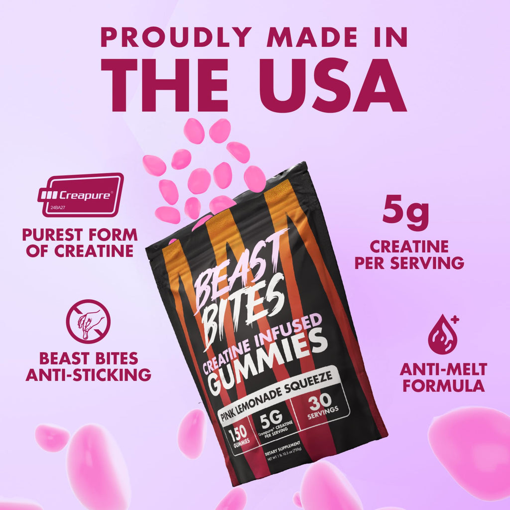 BEAST BITES Creatine Gummies - 5g Creapure per Serving, NSF Certified