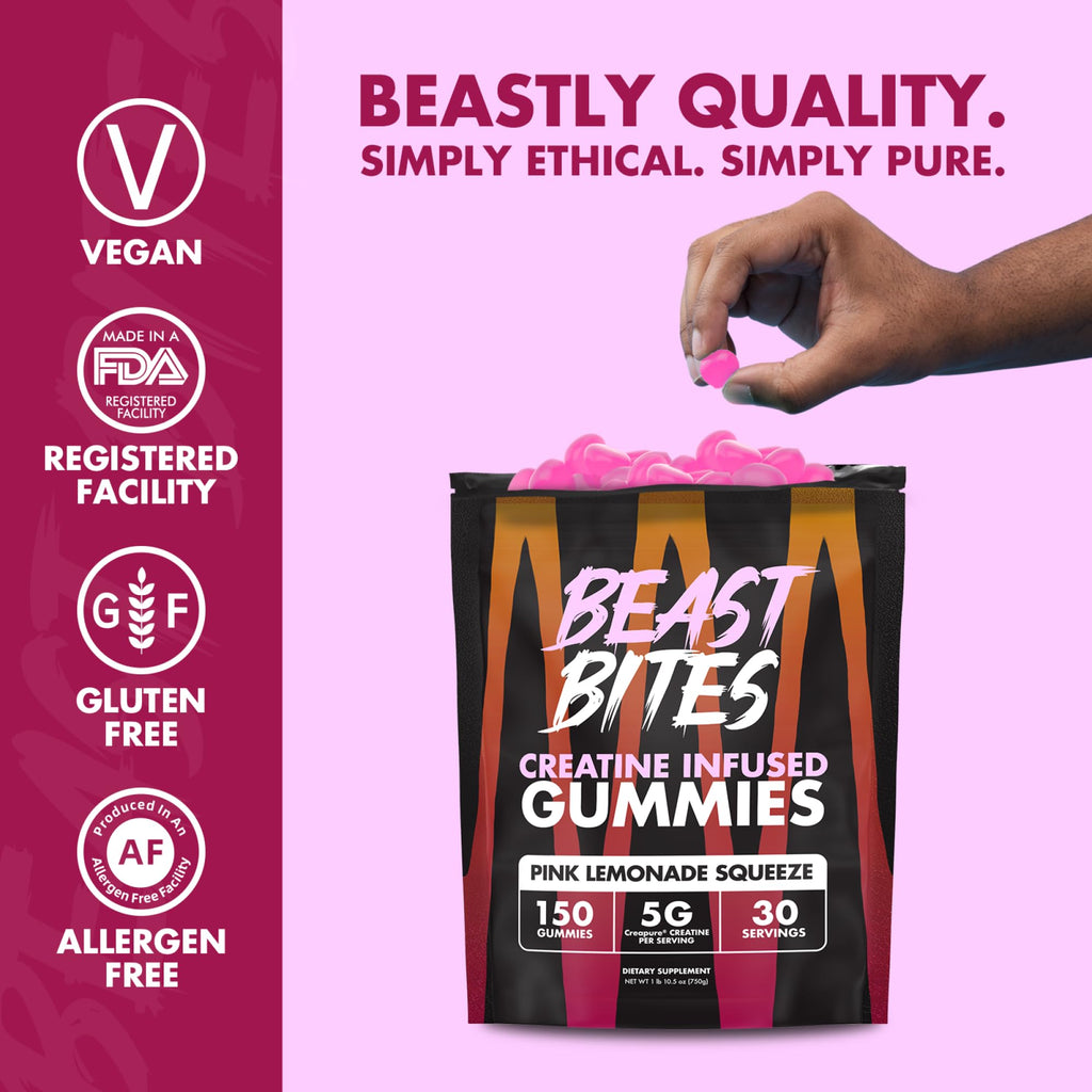 BEAST BITES Creatine Gummies - 5g Creapure per Serving, NSF Certified
