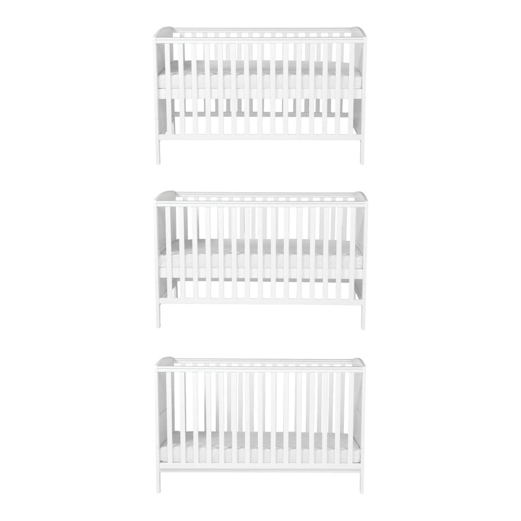 Bebe & Beyond Dreamer Cot Bed & Changer Two Piece Nursery Furniture Set - White