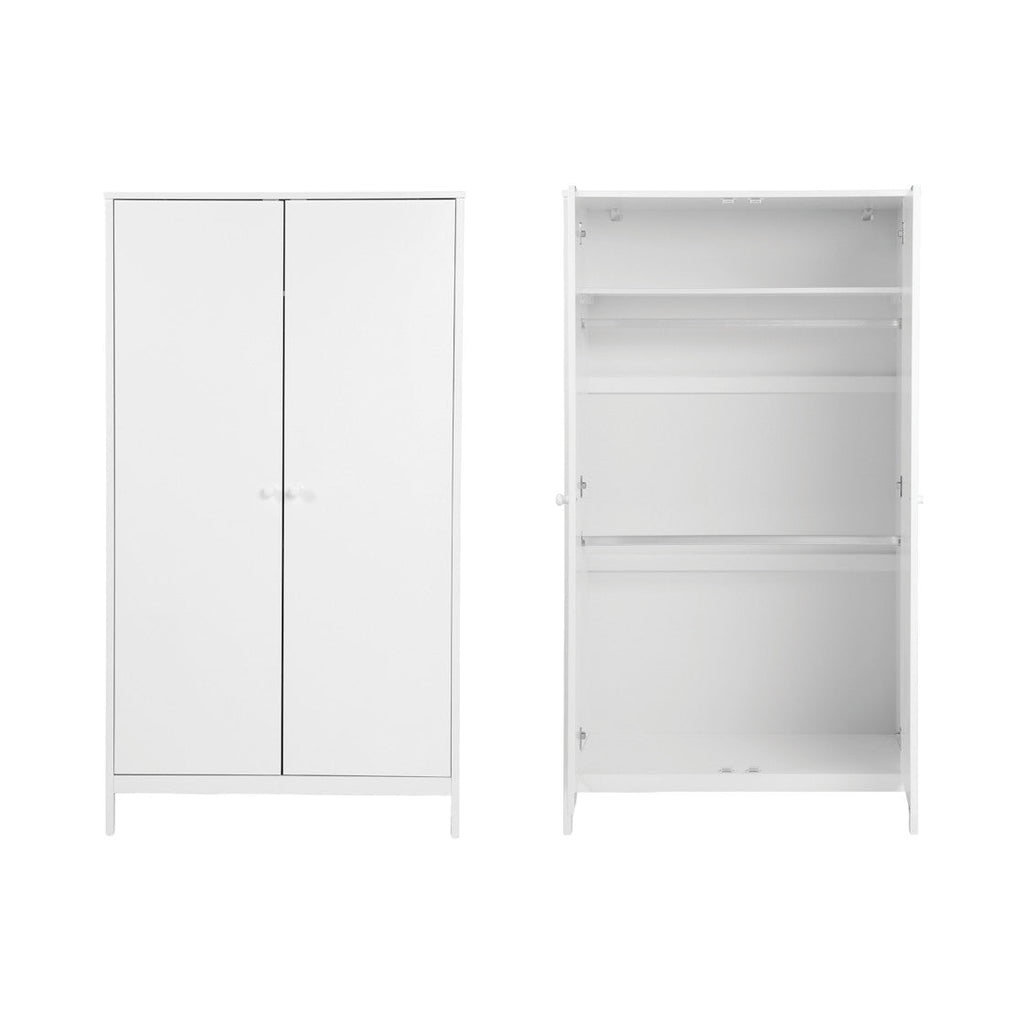 Bebe & Beyond Dreamer Cot Bed, Wardrobe & Changer Three Piece Nursery Furniture Set - White