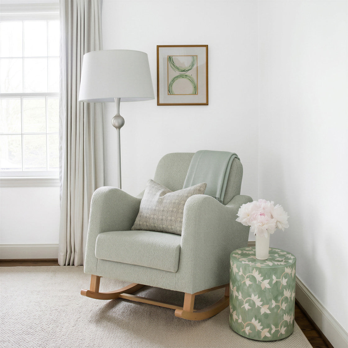 Bebe & Beyond Soother Nursing Chair - Sage Boucle