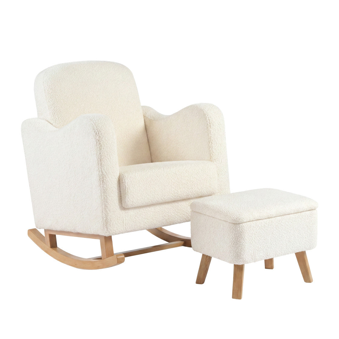 Bebe & Beyond Soother Nursing Chair & Stool - Off White Boucle