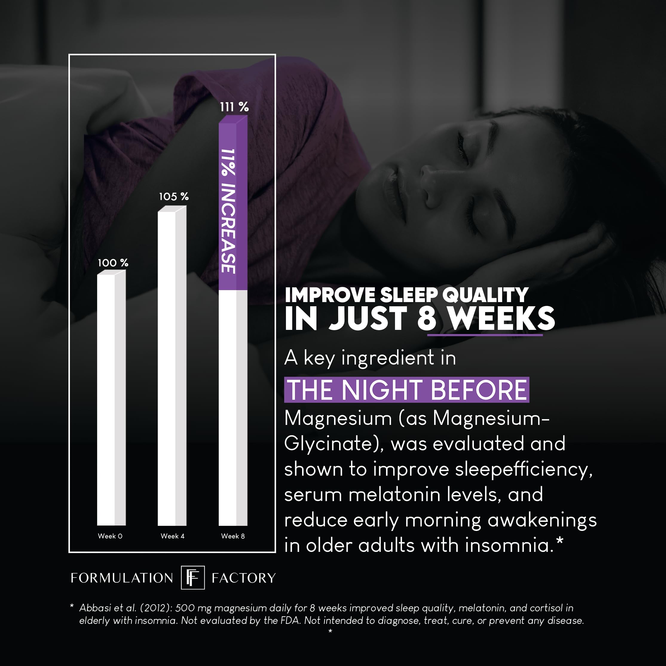 Formulation Factory The Night Before 10-in-1 Midnight Maximizer Sleep Supplement — Magnesium Glycinate, L-Theanine & More (360 Capsules, 6 Months)