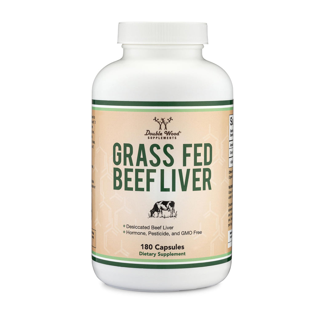 Beef Liver Capsules - 1,000mg Grass-Fed Desiccated Liver | 180 Capsules | 3-Month Supply | Double Wood
