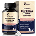 Female-Optimized Beef Organ Complex Superfood Supplement, Beef Liver, Kidney, Heart, Uterus & 6 More, Balance Hormones, Energy & Women's Overall Wellness, with Milk Thistle, Zinc, Grass-Fed, 60 Day