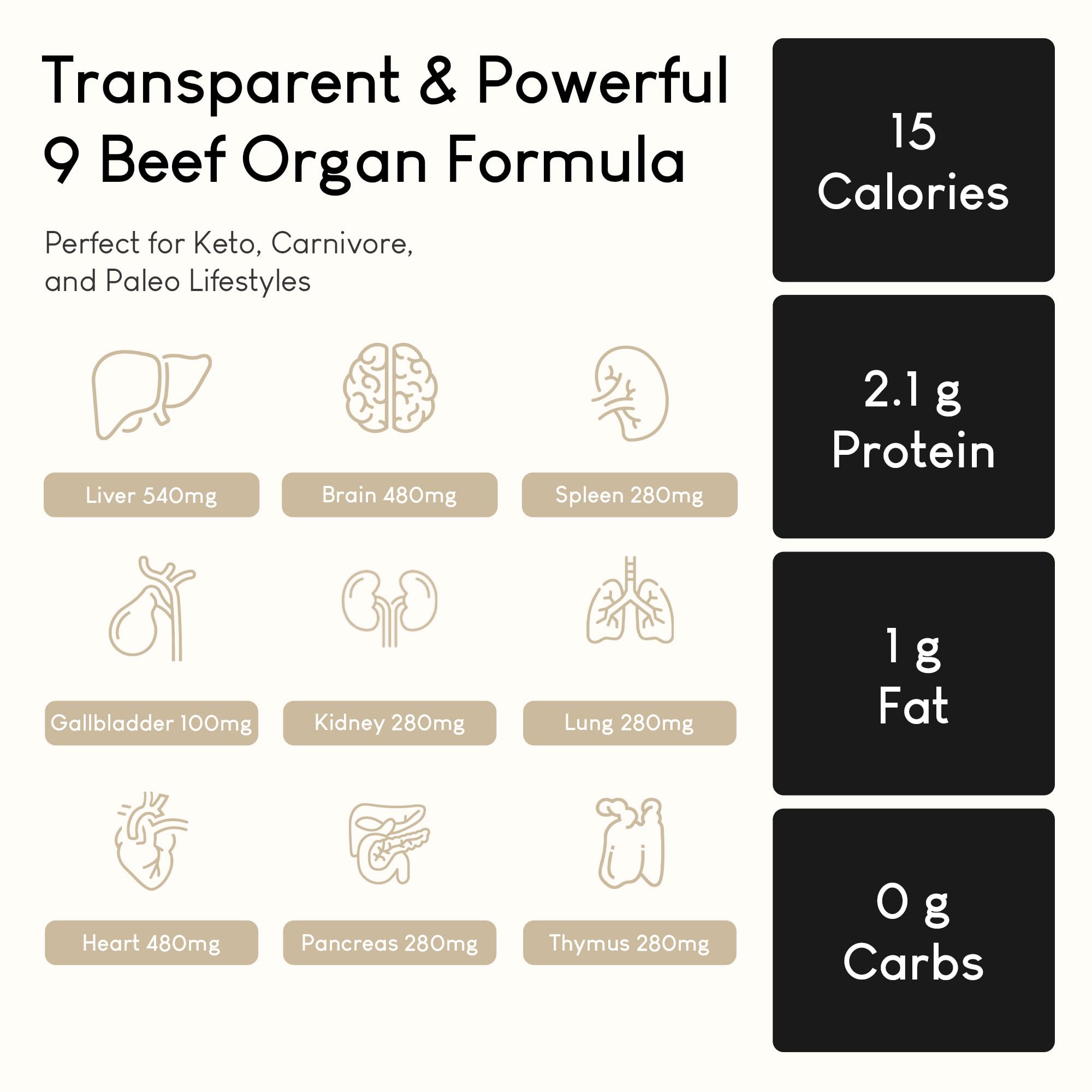 Optimal Carnivore Beef Organ Supplement | 9-Organ Complex from Grass-Fed NZ Cattle