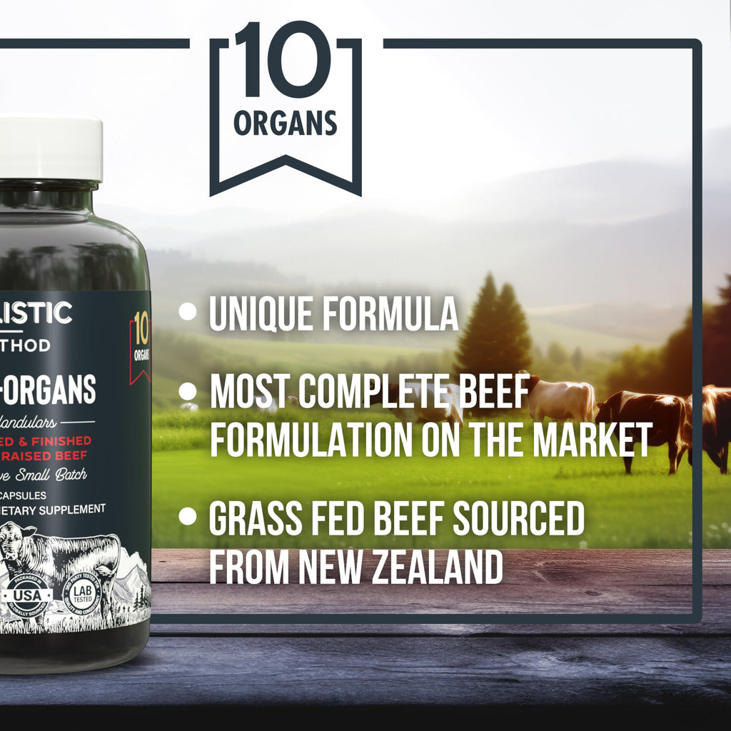 Carnivore Method Beef Organ Supplement Complex – 180 Capsules, Grass-Fed NZ Organs