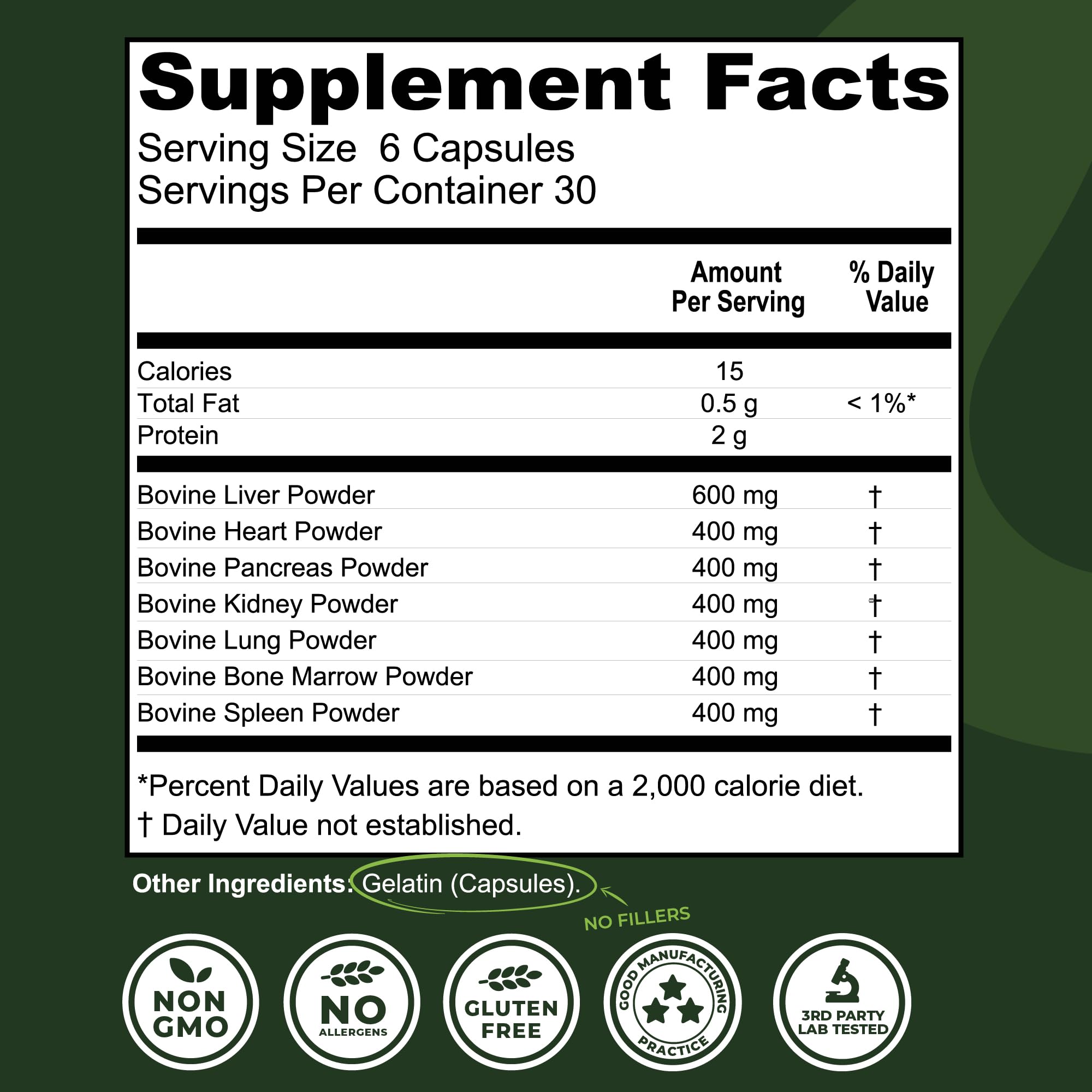 Beef Organ Supplement Grass Fed - 7-Organ NZ Complex | 180ct | Non-GMO