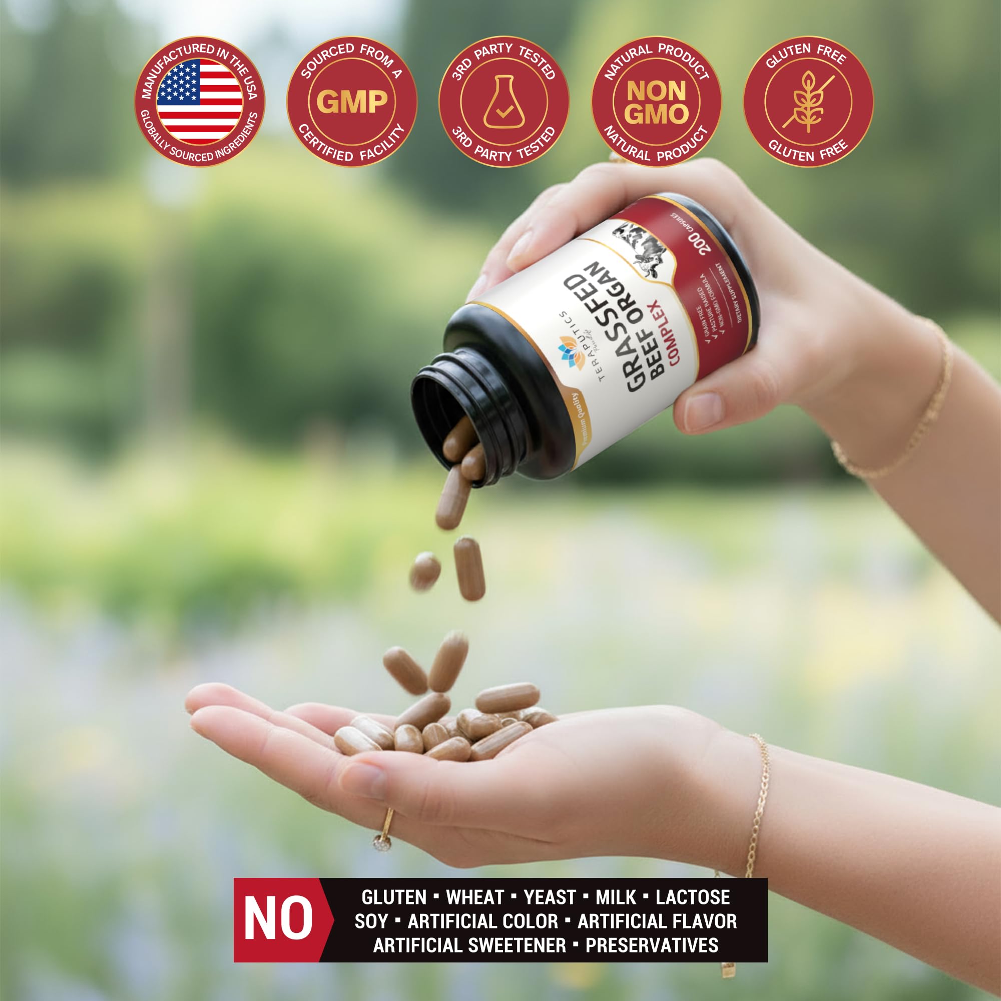 Premium Grass-Fed Beef Organ Supplement – Liver, Heart, Kidney, Pancreas & Spleen (200 Count)