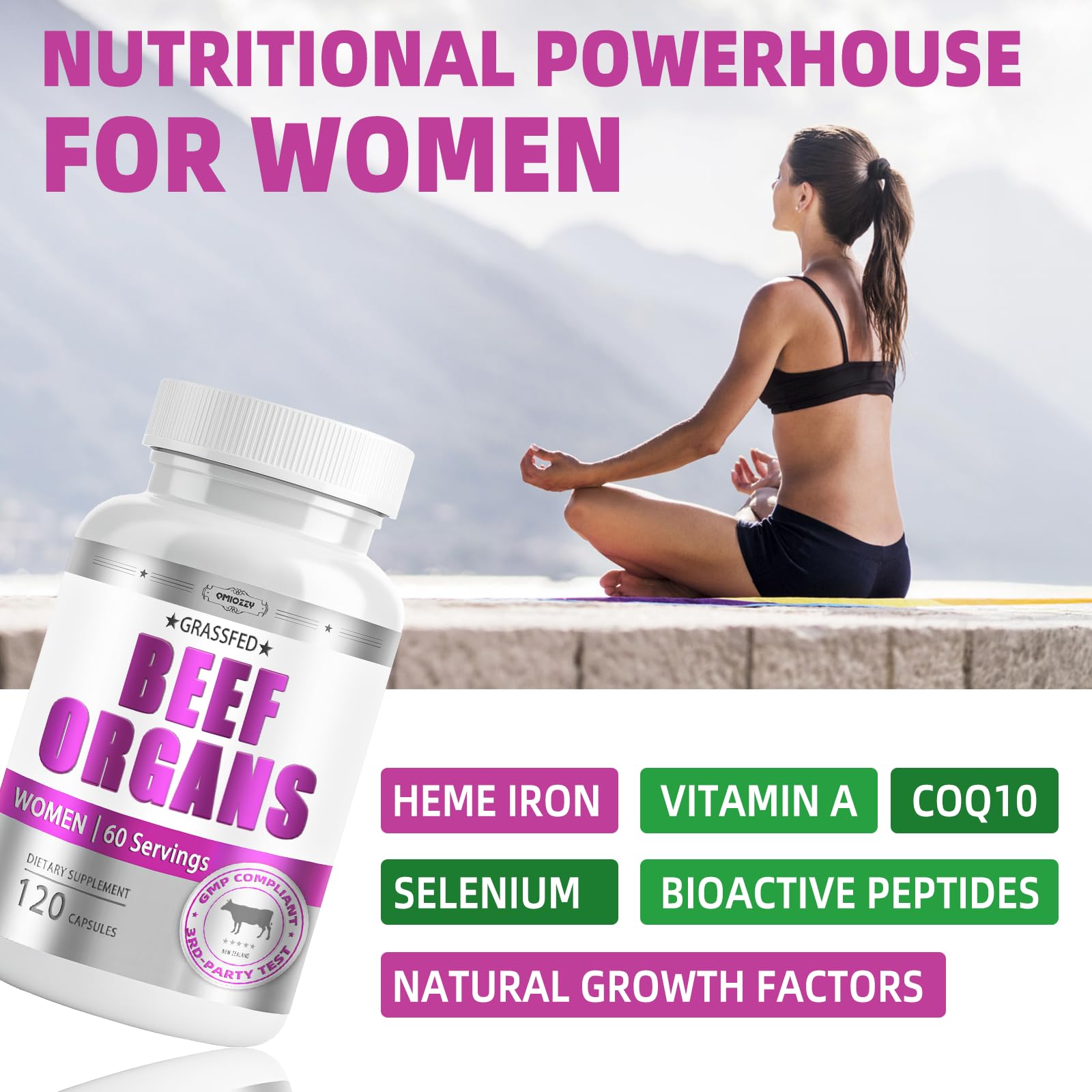 Beef Organ Supplement for Women - Grass-Fed Liver & Organs | 60 Servings