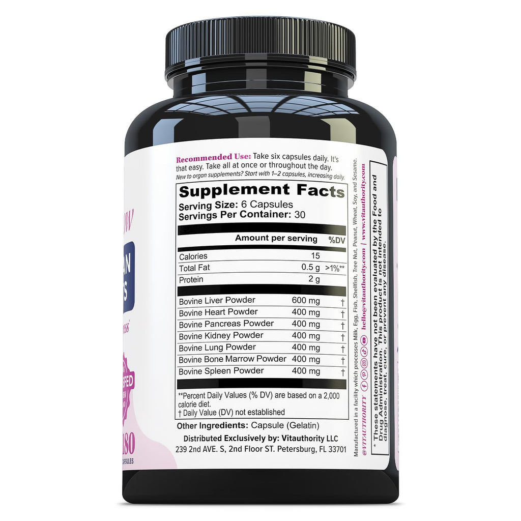 Beef Organ Supplement for Women | Grass-Fed NZ Bovine, 7 Organs, 30 Servings