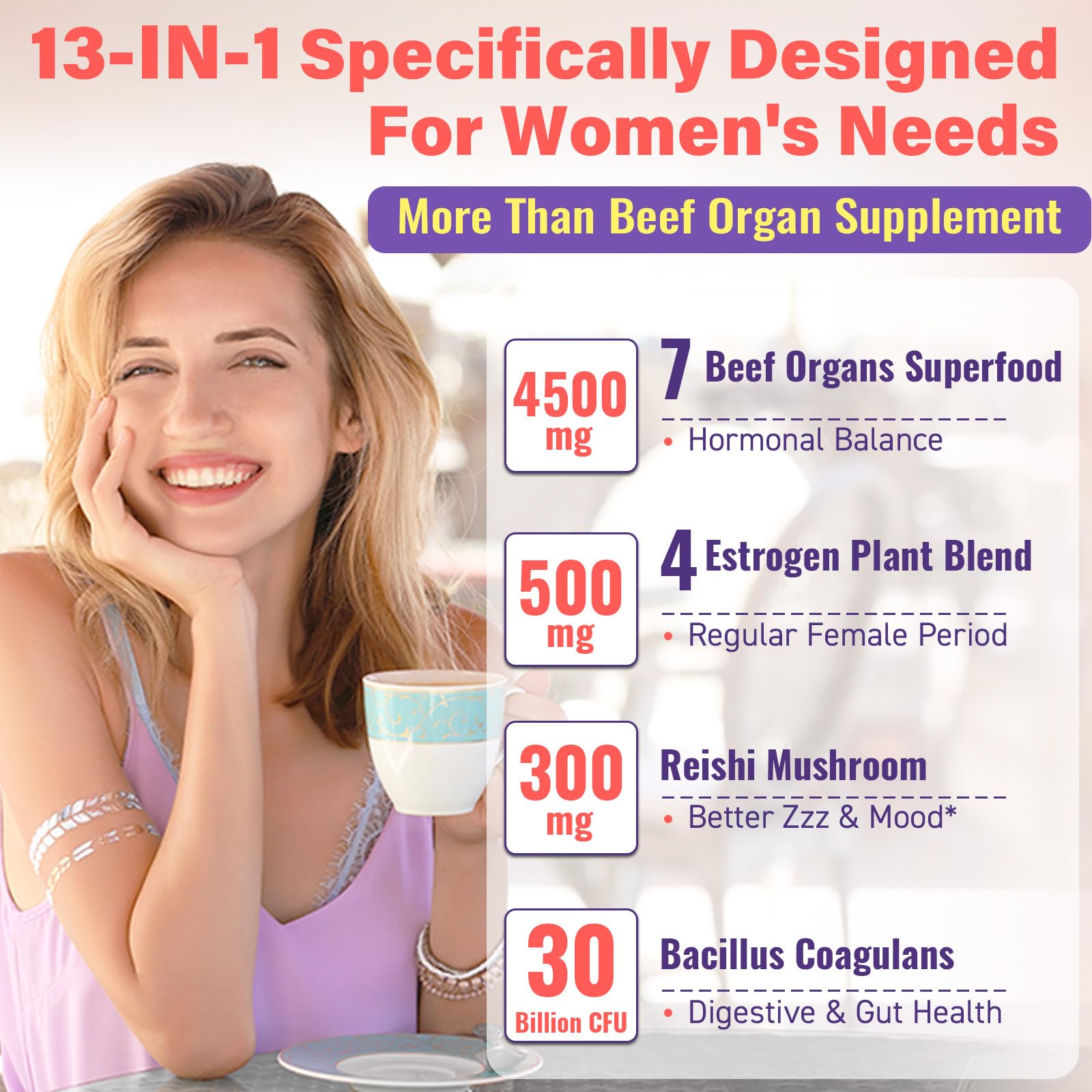 Beef Organ Supplement for Women – 180 Gummies, Grass-Fed 5300mg Liver & More