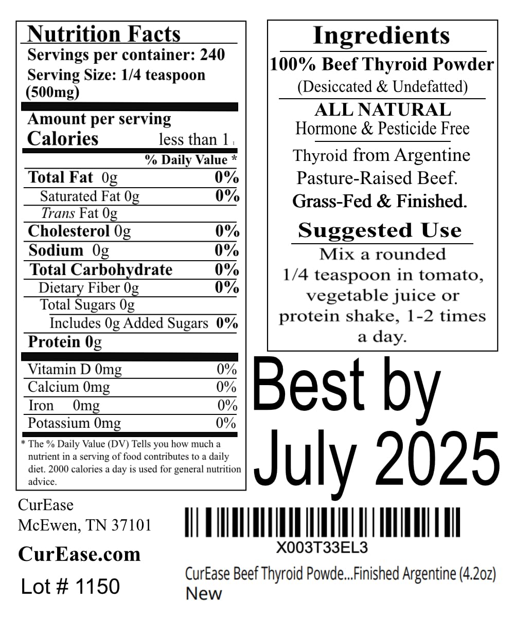 Beef Thyroid Powder – Grass-Fed & Finished Argentine (4.2 oz)