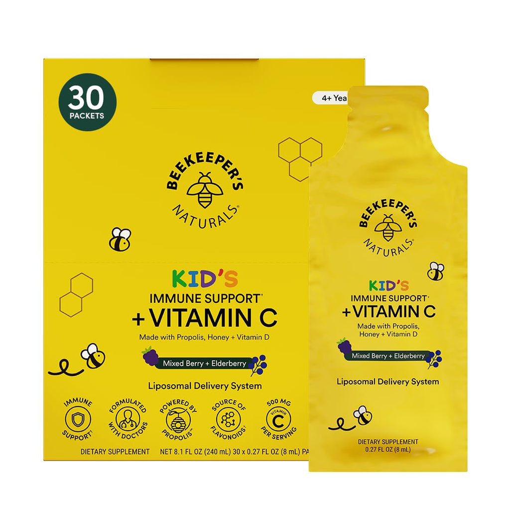 Beekeeper's Naturals Kid's Immune Liposomal Vitamin C 500 mg - Mixed Berry 30 Ct