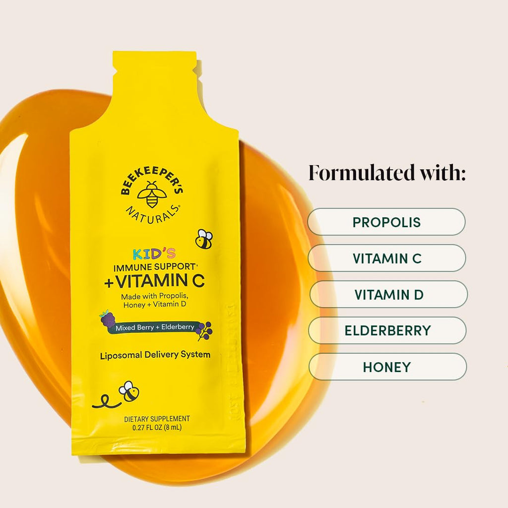 Beekeeper's Naturals Kid's Immune Liposomal Vitamin C 500 mg - Mixed Berry 30 Ct