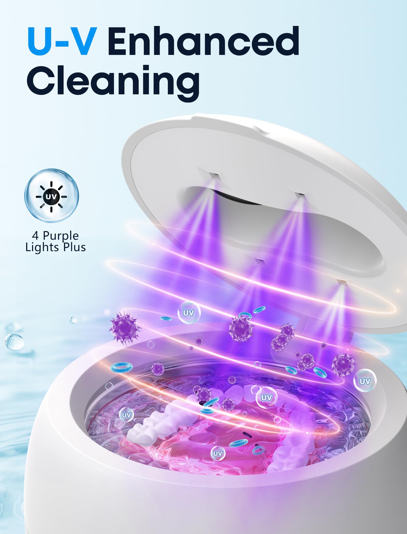 BEESHOP 2025 Ultrasonic Retainer Cleaner – 45kHz, 200ml, 3 Modes
