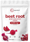 Beet Root 3,000mg with Grape Seed Extract & CoQ10 | 400 Tablets (200 Servings) | Super Beets