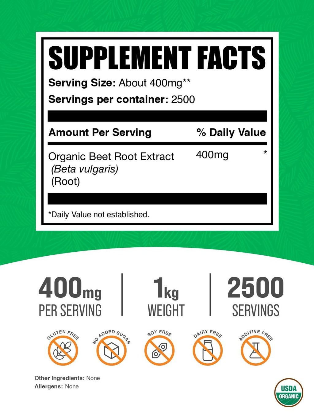 BulkSupplements Organic Beet Root Extract Powder – Beet Root Powder, Nitric Oxide Support, Vegan & Gluten Free, 400 mg per Serving, 1 kg