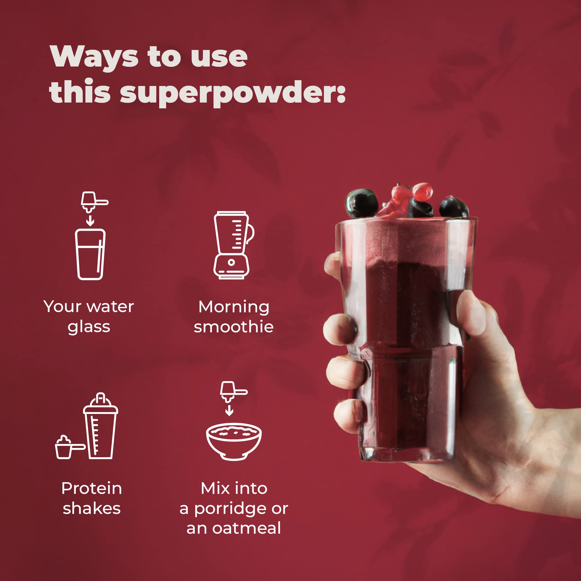 PureHealth Reds Superfoods Powder - 10 Calorie Beetroot & Probiotic Adaptogen Drink (30 Servings)