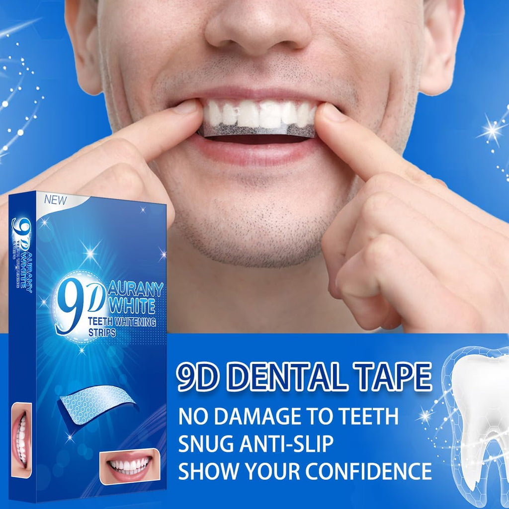 9D Sensitive Teeth Whitening Strips - Enamel-Safe, Fast Stain Removal (14 Pairs / 28 Strips)