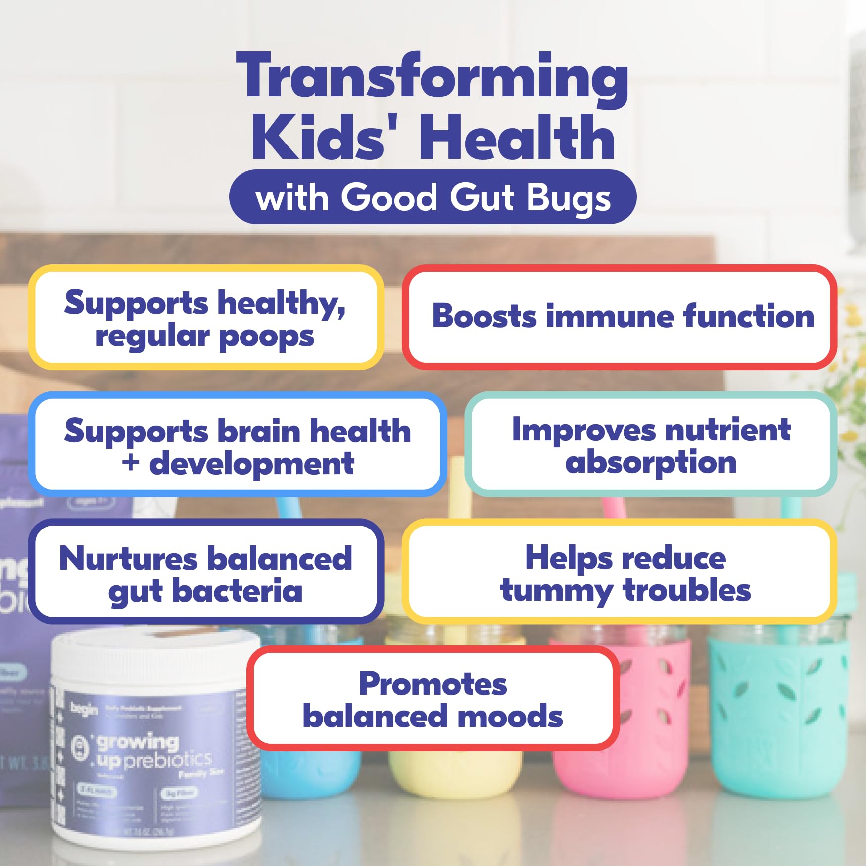 Begin Health Growing Up Prebiotics for Kids – 28-Pack Unflavored Prebiotic Powder