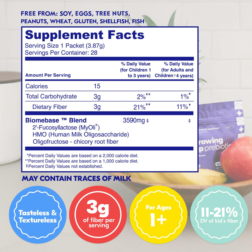 Begin Health Growing Up Prebiotics for Kids 84-Packs | Unflavored Soluble Powder for Digestive Comfort