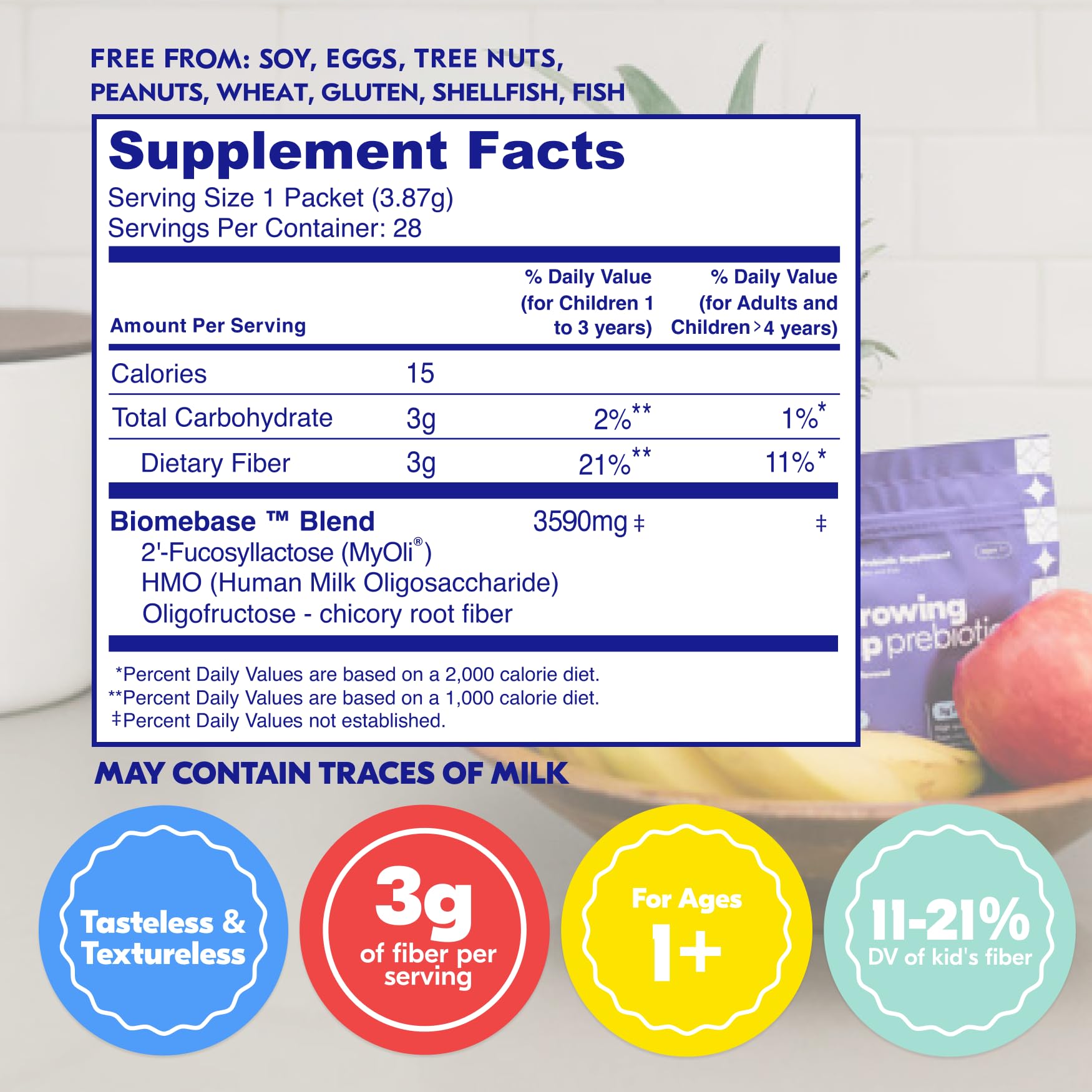 Begin Health Growing Up Prebiotics for Kids 84-Packs | Unflavored Soluble Powder for Digestive Comfort