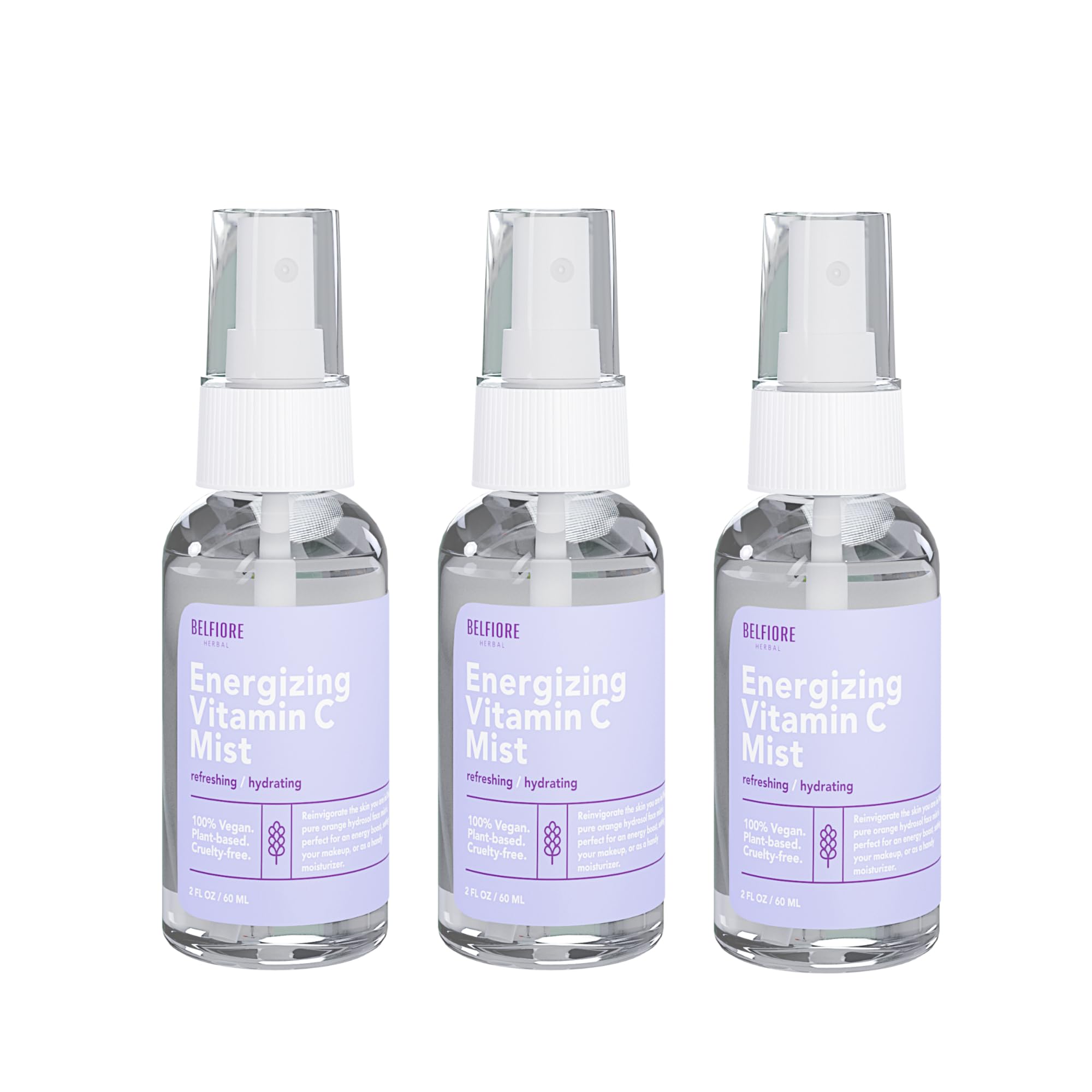 Belfiore Herbal Vitamin C Mist Spray Set – Organic Hydration for Face & Body (3 x 2 oz)