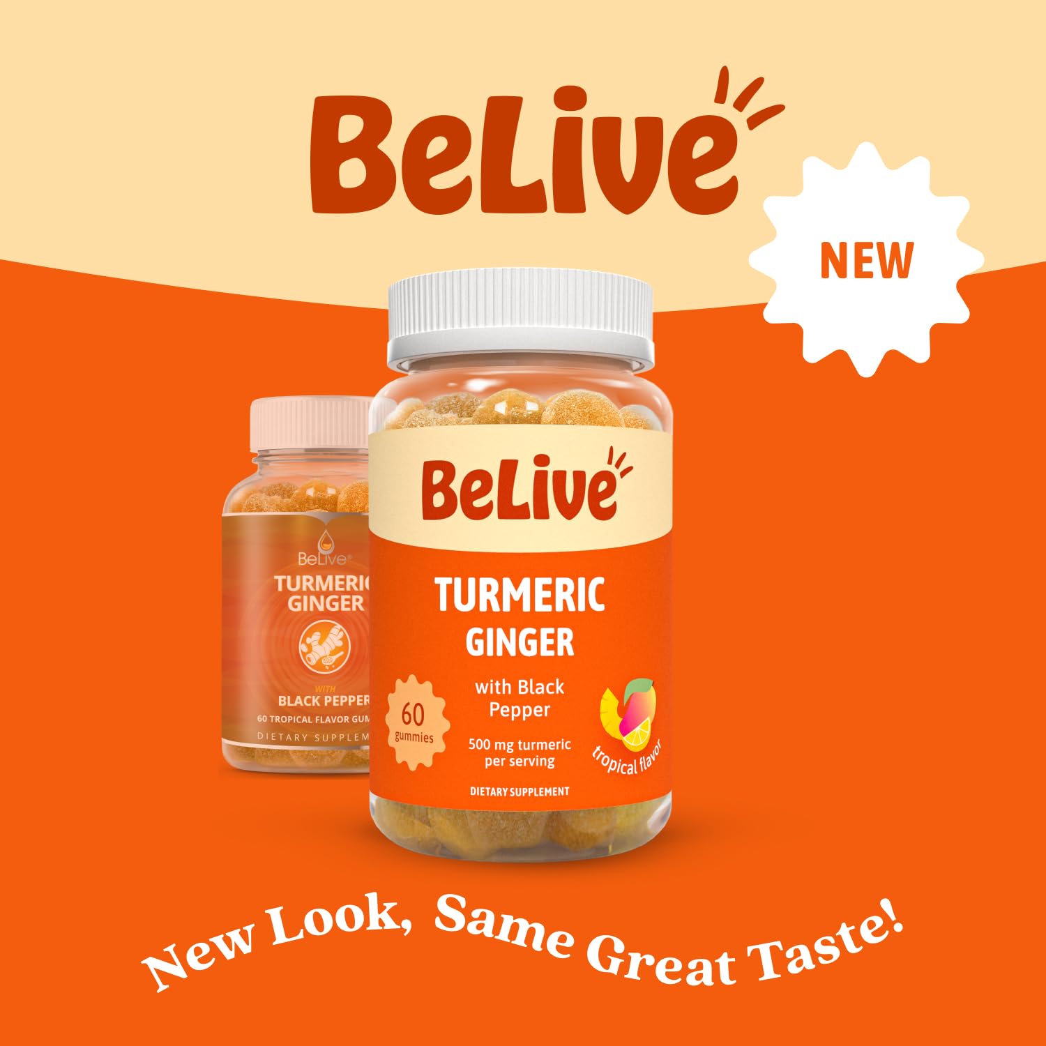 BeLive Turmeric Curcumin Gummies with Ginger & Black Pepper – 60 Gummies
