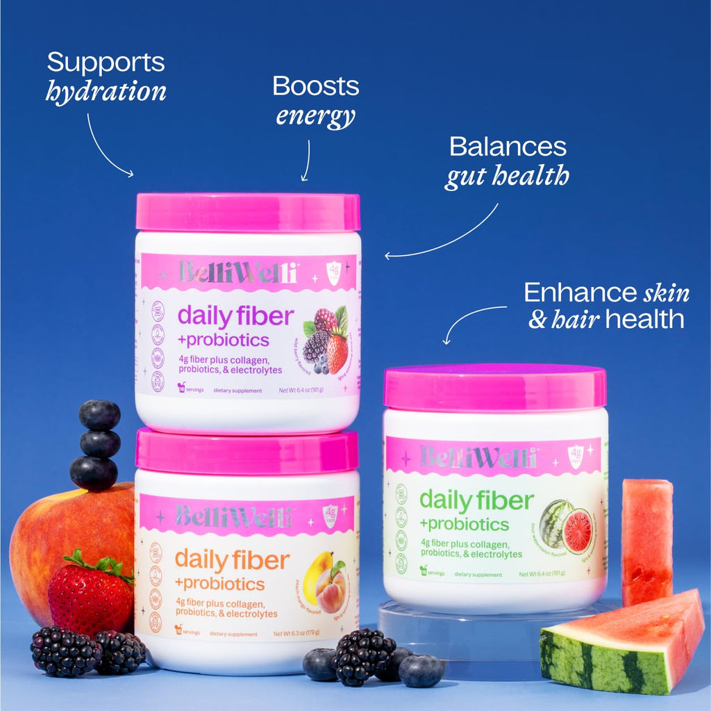 Belli Welli Fiber Supplement – Organic Acacia, Collagen, Probiotics (Watermelon)