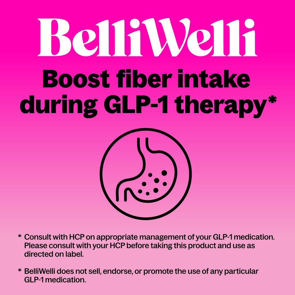 Belli Welli Fiber Supplement for Women & Men – Organic Acacia Fiber + Collagen, Electrolytes & Probiotics | Cherry Limeade
