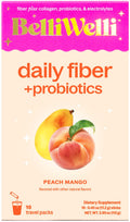Belli Welli Fiber Supplement – Probiotic Fiber Powder with Collagen & Electrolytes, Peach Mango, 10 Pack