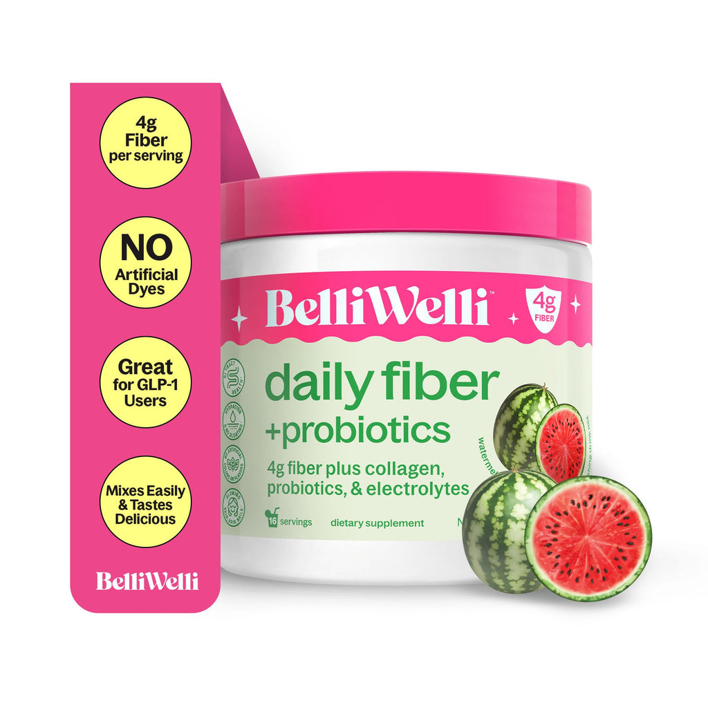 Belli Welli Fiber Supplement – Organic Acacia, Collagen, Probiotics (Watermelon)