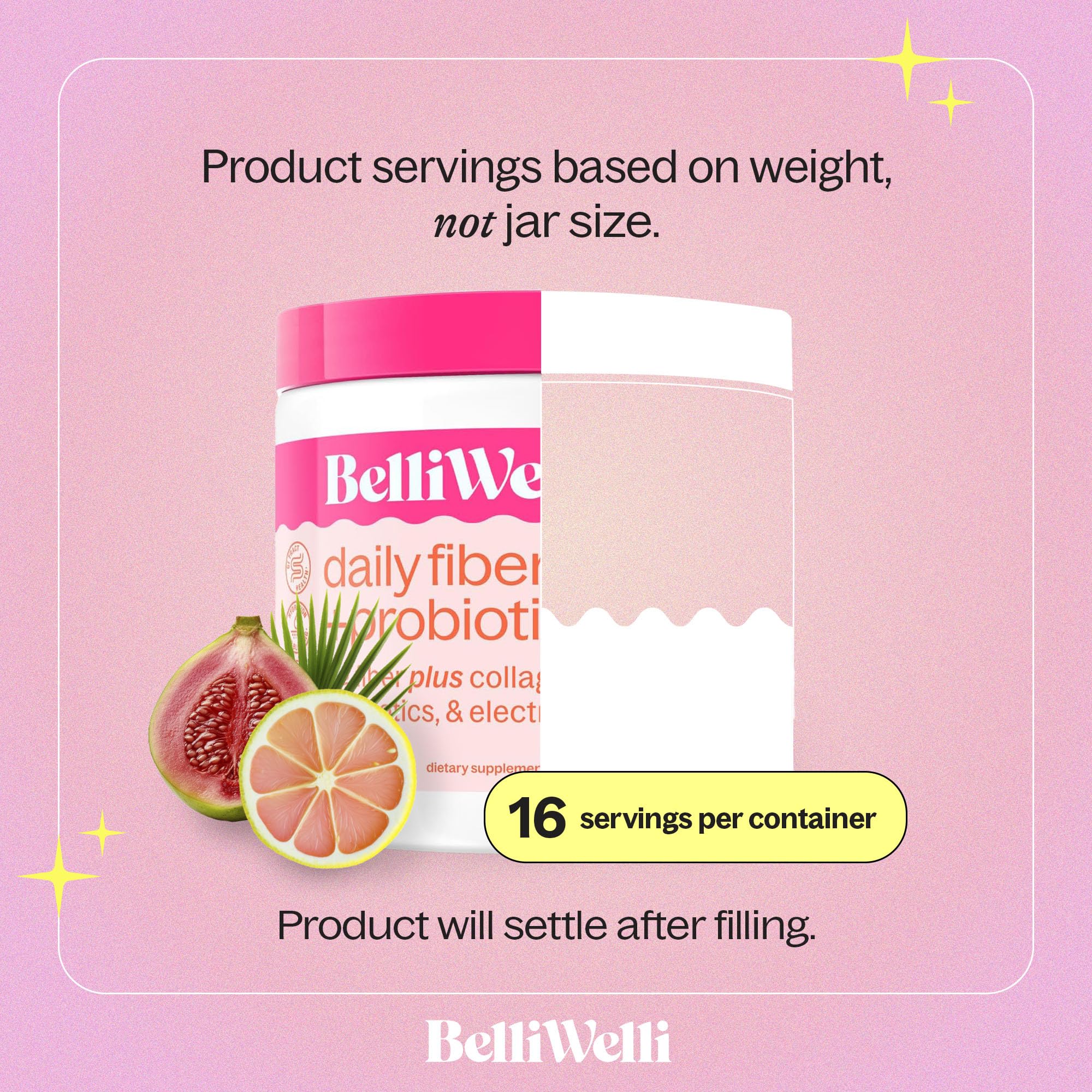 BelliWelli Fiber Supplement - Organic Acacia, Probiotics & Collagen (Tropical)
