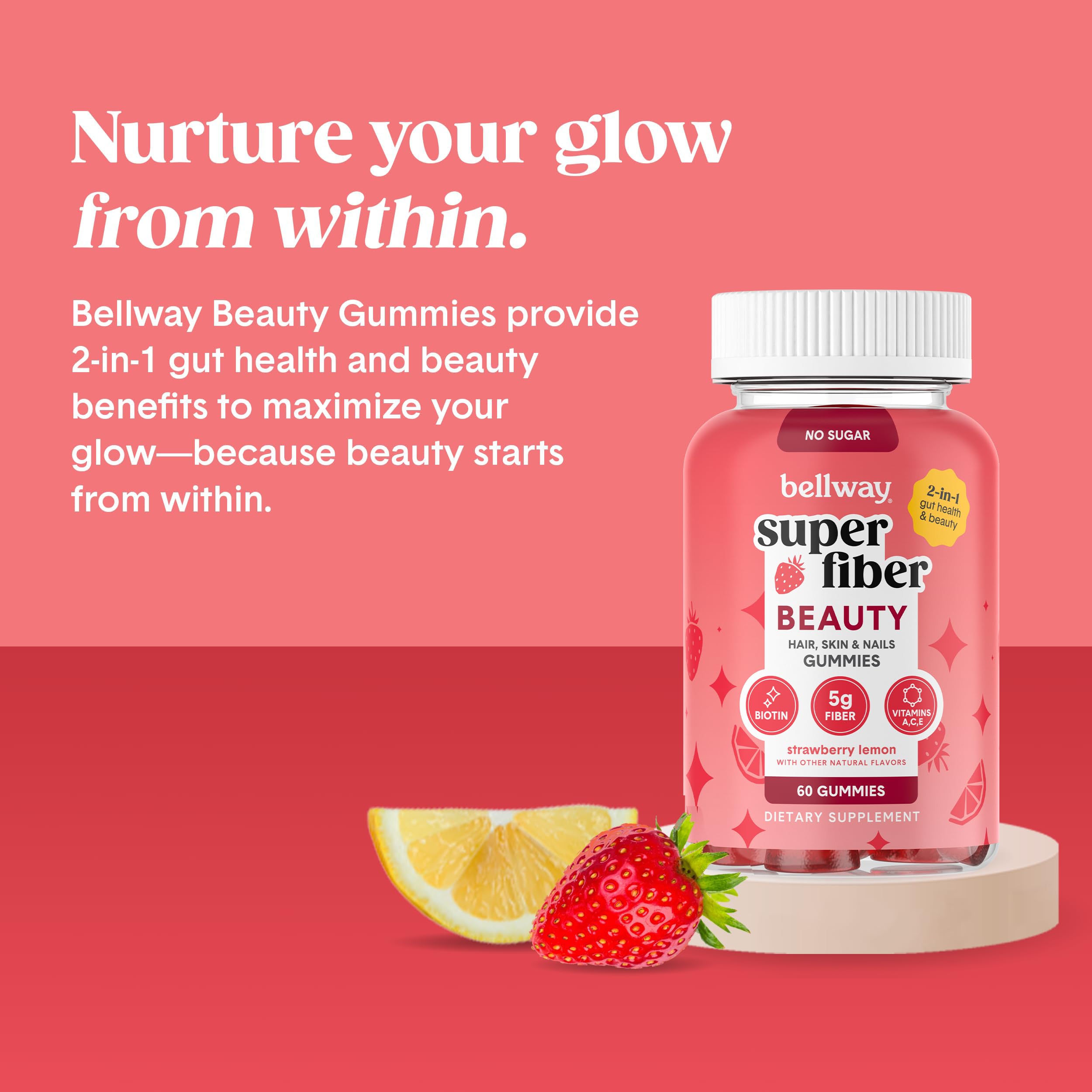 Bellway Super Fiber Gummies + Beauty – Sugar Free Fiber with Biotin