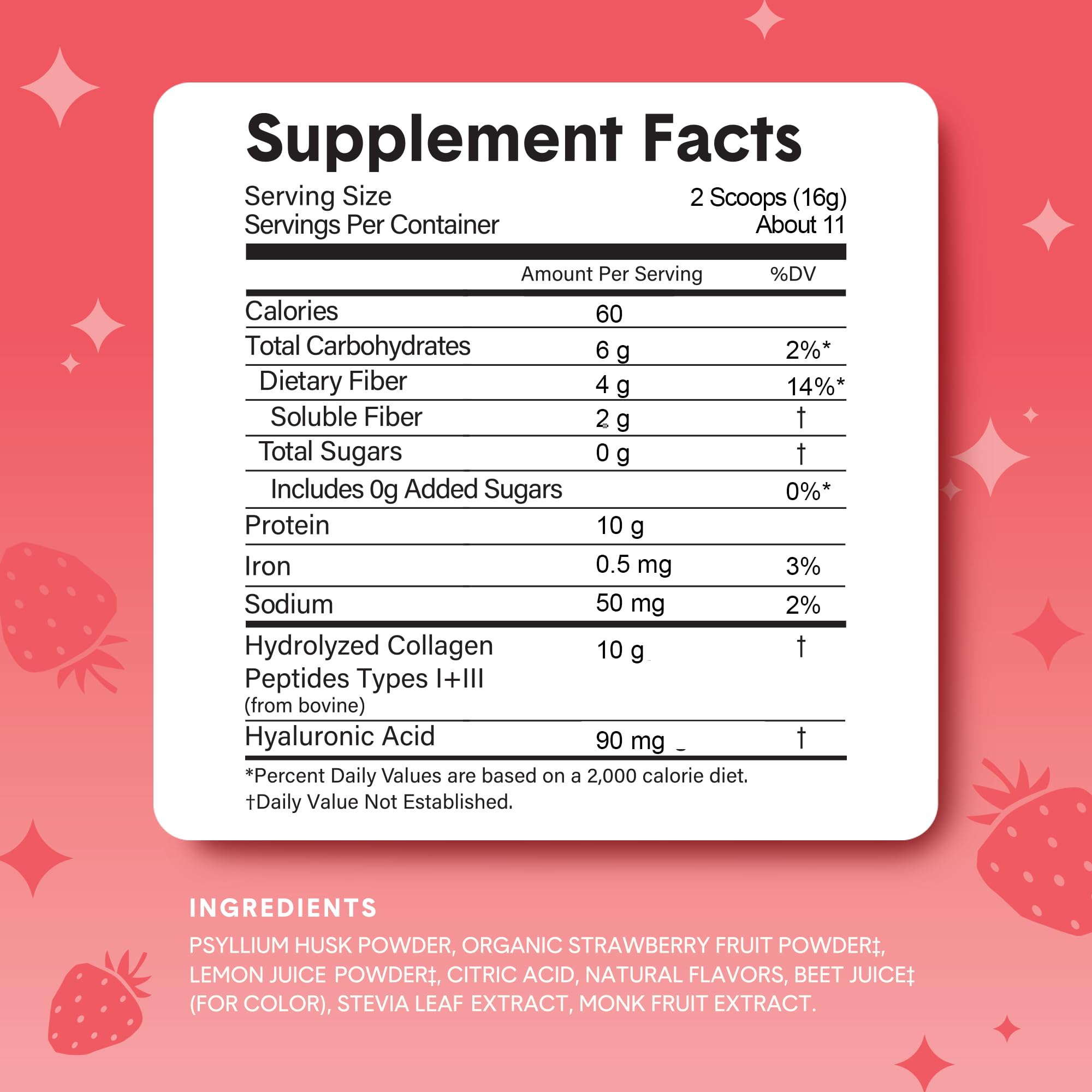 Bellway Super Fiber Powder + Collagen – Sugar-Free Psyllium Husk for Gut Health, Skin & Joints (Strawberry Lemonade)