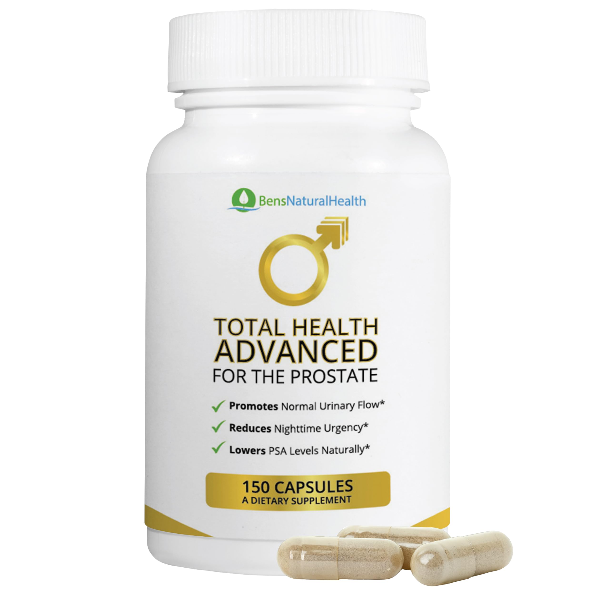 Ben's Natural Health Total Health Prostate Support – 29-Ingredient Formula, 150 Capsules