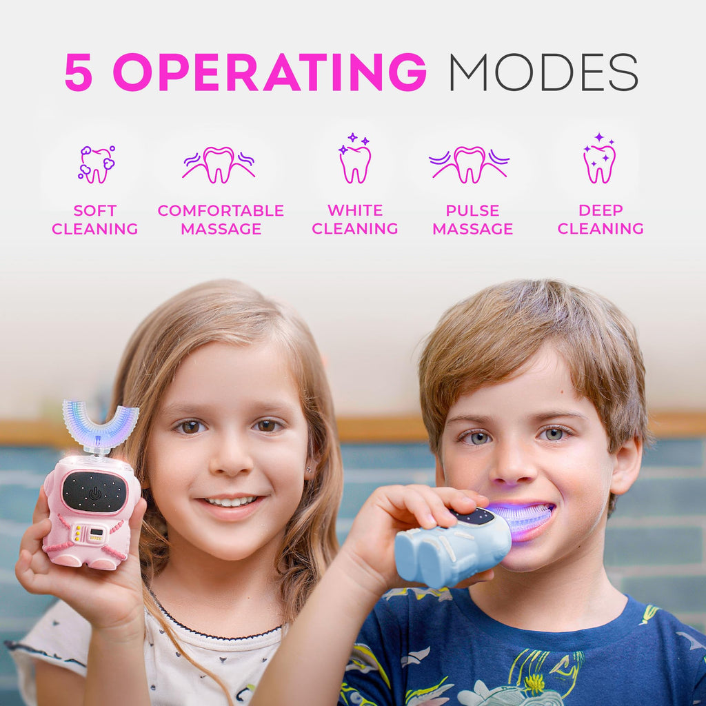 Bendi Sensory 360 U-Shaped Astronaut Kids Toothbrush – Pink, 5 Modes, Memory Function